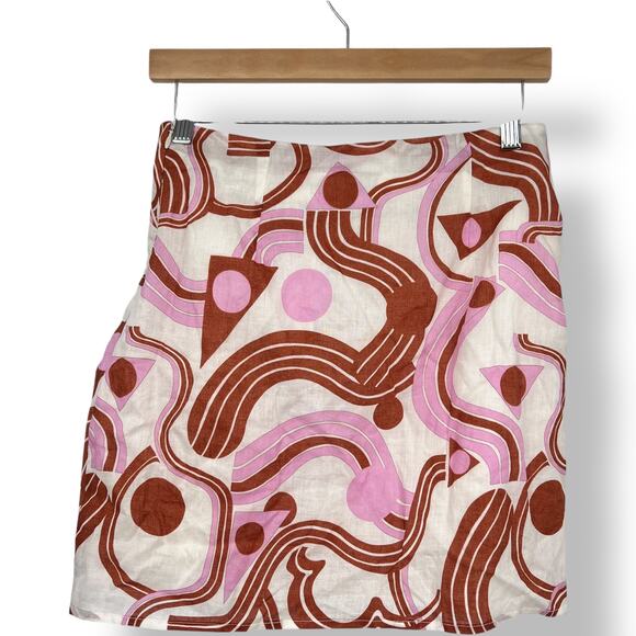 NWT ASTR The Label Oriana Mini Skirt Retro 70s Inspired Women's S Pink Brown - Picture 4 of 8
